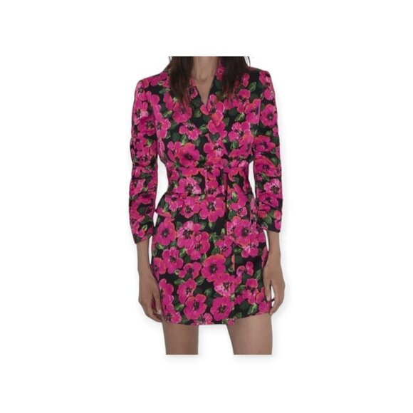 Zara Pink Floral Mini Dress - Picture 5 of 13